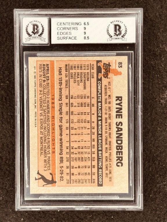 Ryne Sandberg autographed Chicago Cubs 1983 Topps Rookie Card BAS slabbed BGS Graded 7 10 - AutographsForSale.com