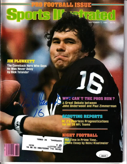 Jim Plunkett signed Raiders 1981 Sports Illustrated magazine JSA - AutographsForSale.com