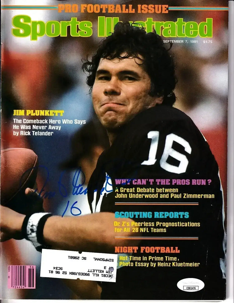 Jim Plunkett signed Raiders 1981 Sports Illustrated magazine JSA - AutographsForSale.com