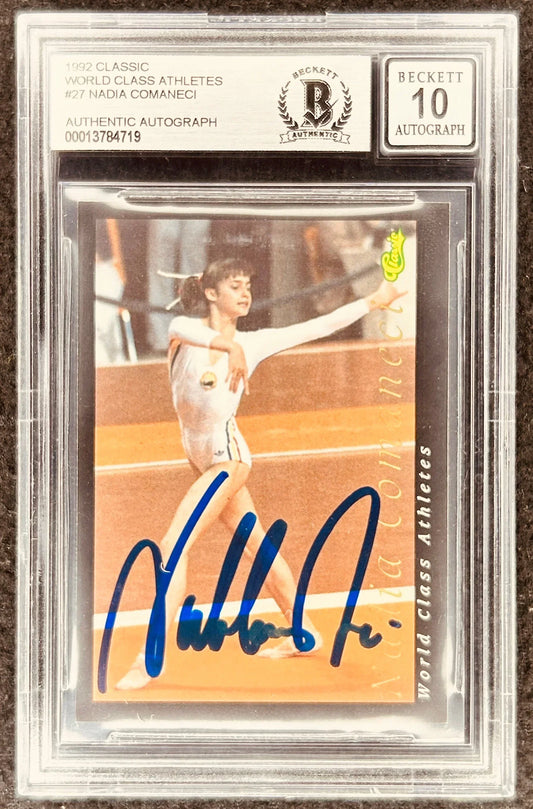 Nadia Comaneci signed 1992 Classic Gymnastics card BAS grade 10 - AutographsForSale.com