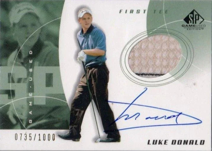 Luke Donald certified signed 2002 Upper Deck SP golf 1st Tee worn shirt card - AutographsForSale.com