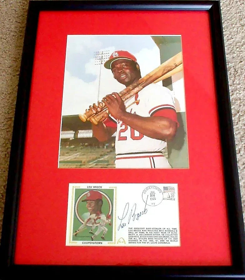 Lou Brock signed St Louis Cardinals HOF cachet framed 8x10 photo JSA - AutographsForSale.com