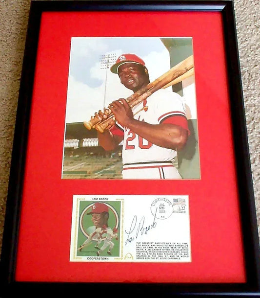 Lou Brock signed St Louis Cardinals HOF cachet framed 8x10 photo JSA - AutographsForSale.com