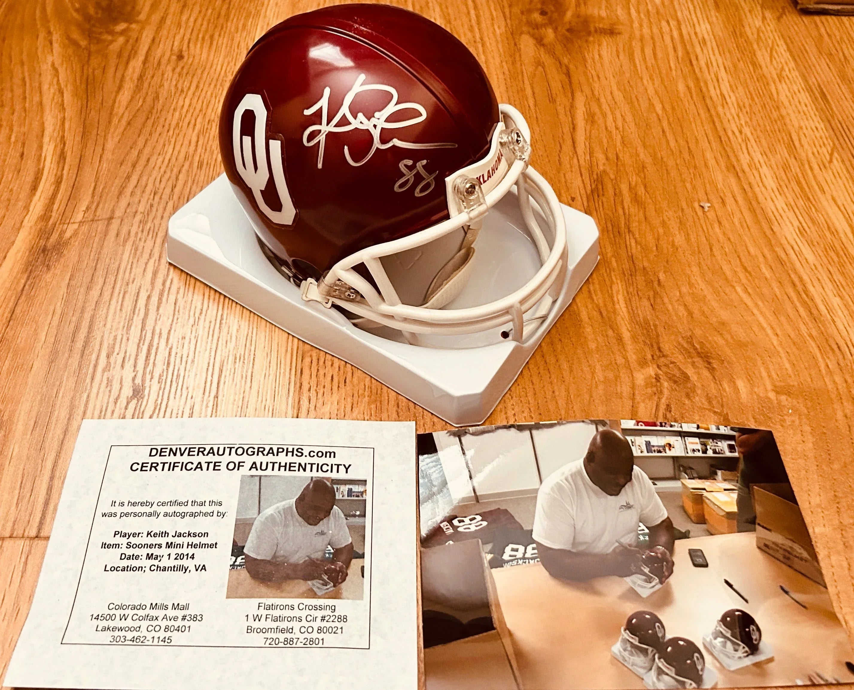 Keith Jackson autographed Oklahoma Sooners mini helmet - AutographsForSale.com