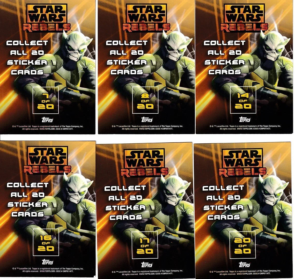 2015 Topps Star Wars Rebels stickers starter set 6 different insert cards - AutographsForSale.com