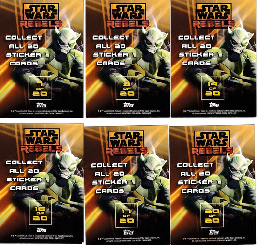 2015 Topps Star Wars Rebels stickers starter set 6 different insert cards - AutographsForSale.com