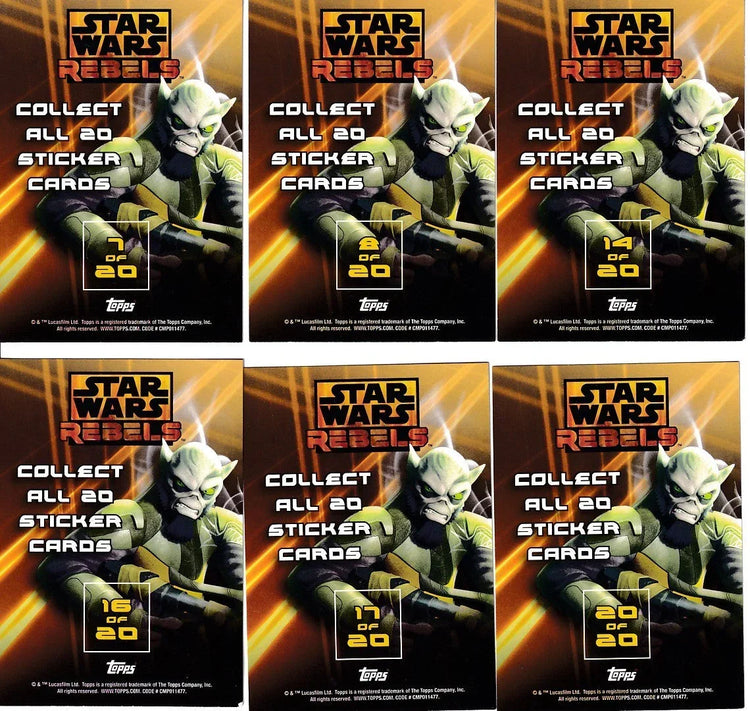 2015 Topps Star Wars Rebels stickers starter set 6 different insert cards - AutographsForSale.com