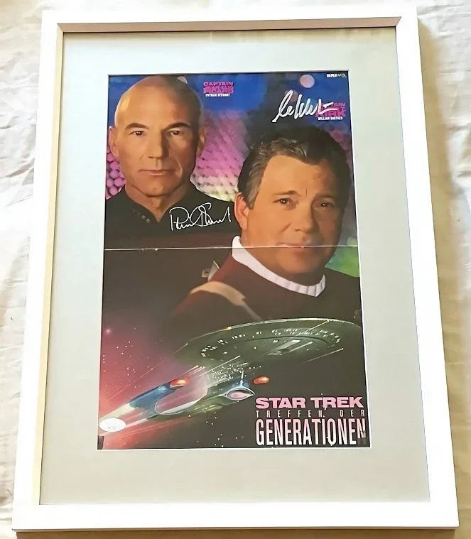 William Shatner & Patrick Stewart signed Star Trek Generations movie poster framed JSA - AutographsForSale.com