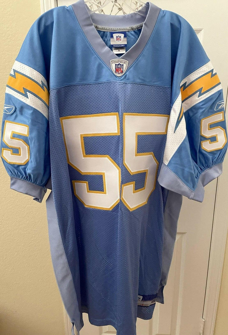 Junior Seau Chargers 2002 Last Season Reebok game model Powder blue jersey NEW - AutographsForSale.com