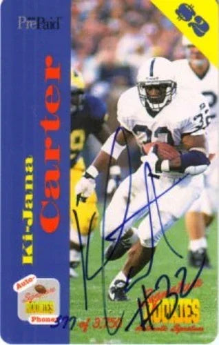 Ki-Jana Carter certified autograph Penn State 1995 Signature Rookies phone card - AutographsForSale.com
