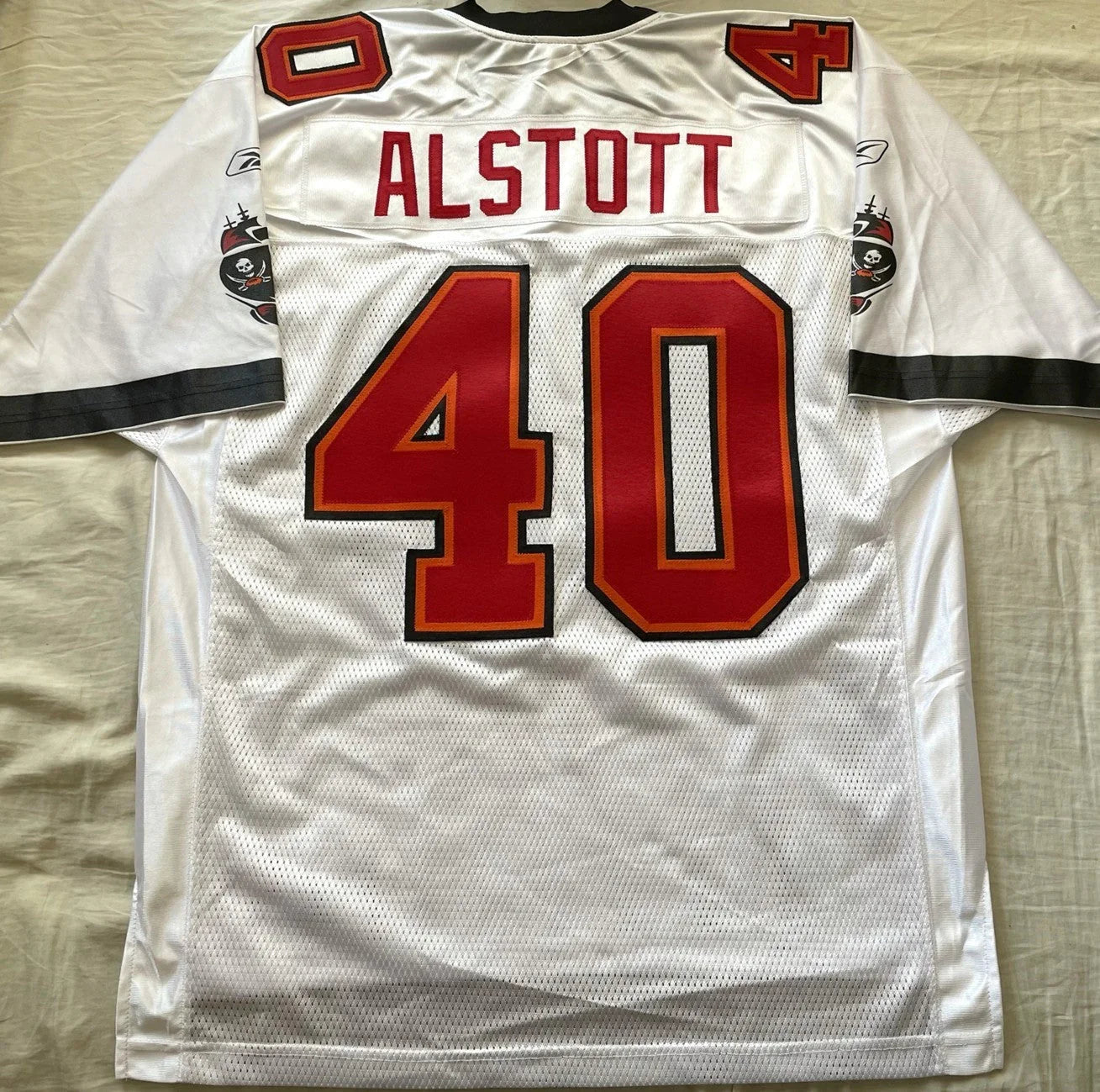 Mike Alstott Tampa Bay Buccaneers Reebok white stitched jersey NEW - AutographsForSale.com