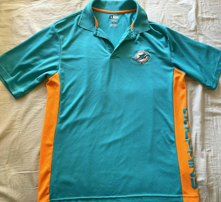 Dolphins NFL team Apparel TX3 Cool aqua golf polo shirt LIKE NEW - AutographsForSale.com