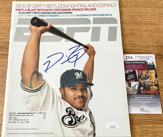 Prince Fielder signed Brewers 2007 ESPN magazine JSA - AutographsForSale.com