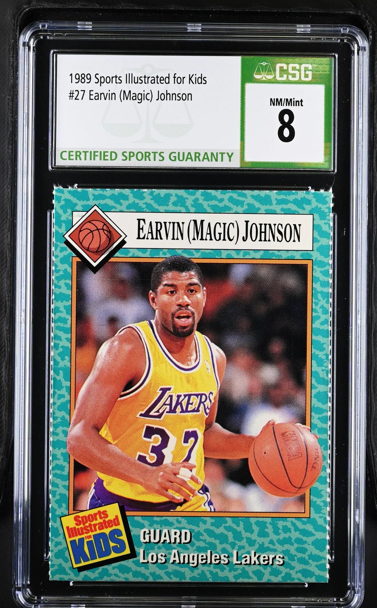 Magic Johnson Los Angeles Lakers 1989 Sports Illustrated for Kids card CSG Graded 8 NrMt-Mt - AutographsForSale.com