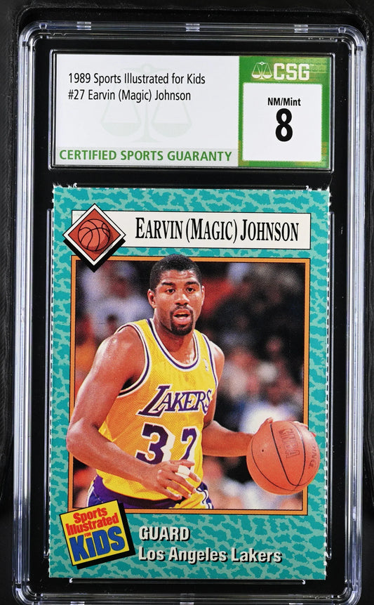 Magic Johnson Los Angeles Lakers 1989 Sports Illustrated for Kids card CSG Graded 8 NrMt-Mt - AutographsForSale.com