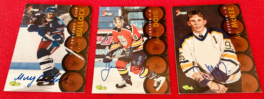 3 1995 Classic 5-Sport hockey certified autograph cards Greg Bullock Jason Doig Jay McKee - AutographsForSale.com