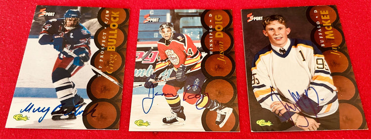 3 1995 Classic 5-Sport hockey certified signed cards Greg Bullock Jason Doig Jay McKee - AutographsForSale.com