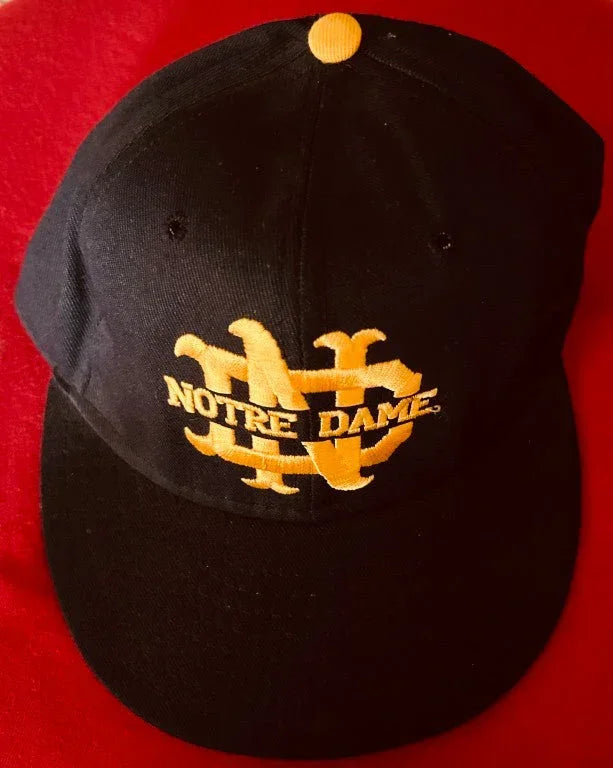 Notre Dame Fighting Irish embroidered navy blue fitted cap or hat - AutographsForSale.com