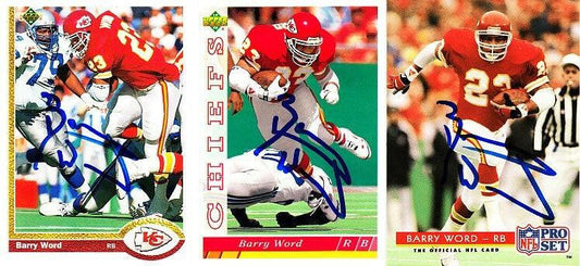 10 Kansas City Chiefs autographed 1990s cards Greg Hill Chris Martin Barry Word - AutographsForSale.com