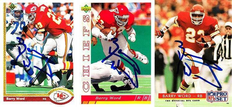 10 Kansas City Chiefs autographed 1990s cards Greg Hill Chris Martin Barry Word - AutographsForSale.com