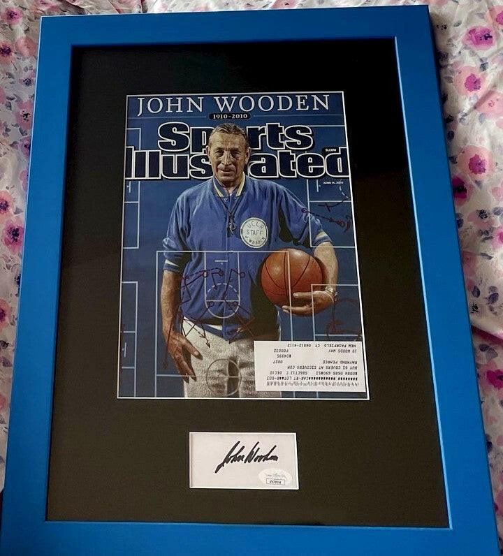 John Wooden autograph framed with UCLA 2010 Sports Illustrated tribute cover JSA - AutographsForSale.com