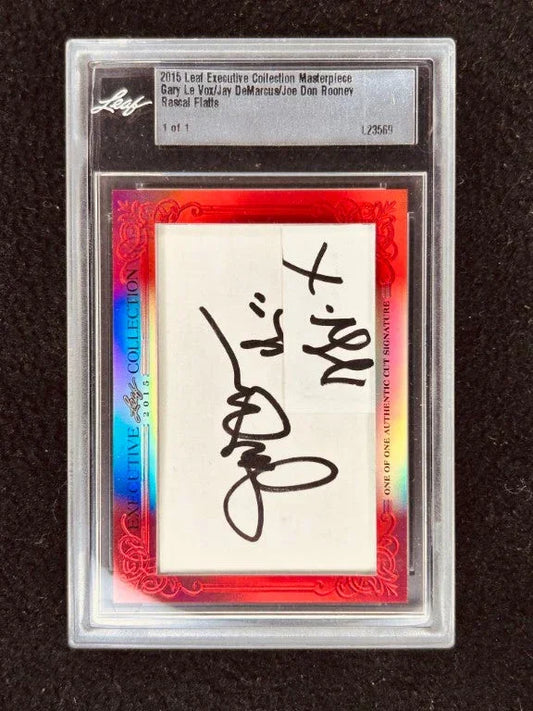 Rascal Flatts 2015 Leaf Cut Signature certified signed card 1/1 Jay DeMarcus Gary Levox Joe Don Rooney JSA - AutographsForSale.com