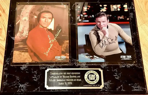 Ricardo Montalban And William Shatner autographed Star Trek Space Seed 8x10 photos in plaque - AutographsForSale.com