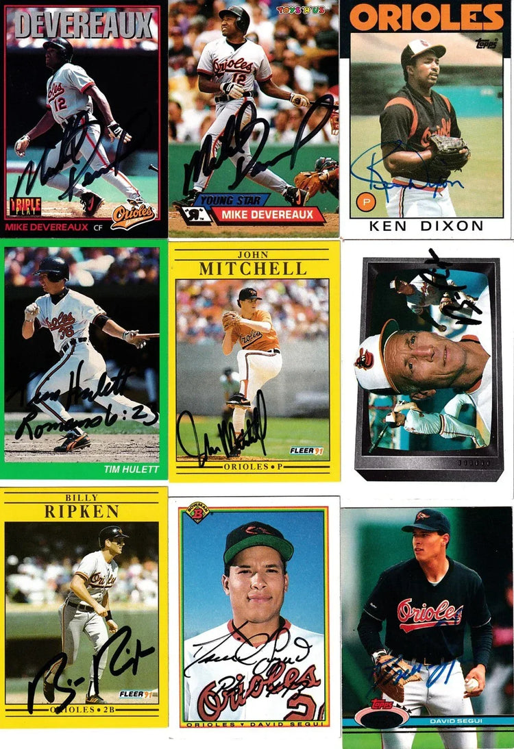 16 Orioles signed cards Mike Devereaux Bill Ripken David Segui Mike Young - AutographsForSale.com