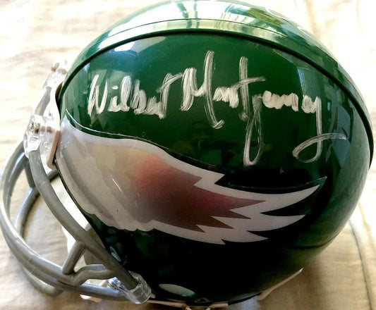 Ron Jaworski & Wilbert Montgomery signed Philadelphia Eagles retro mini helmet JSA - AutographsForSale.com