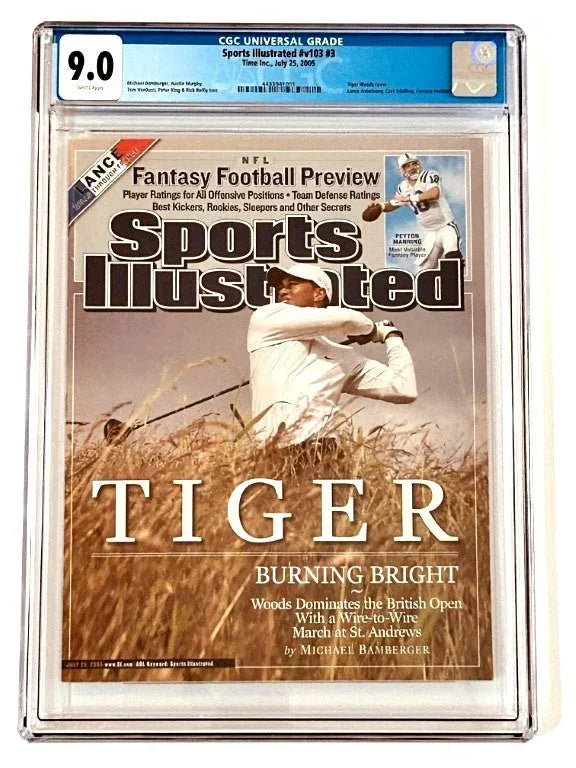 Tiger Woods 2005 British Open Sports Illustrated CGC Graded 9.0 Slabbed - AutographsForSale.com