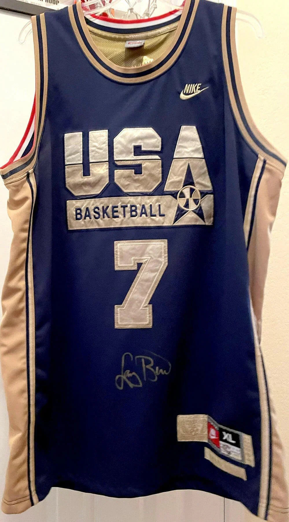 Larry Bird signed 1992 US Dream Team Gold Medal Nike blue jersey Schwartz - AutographsForSale.com