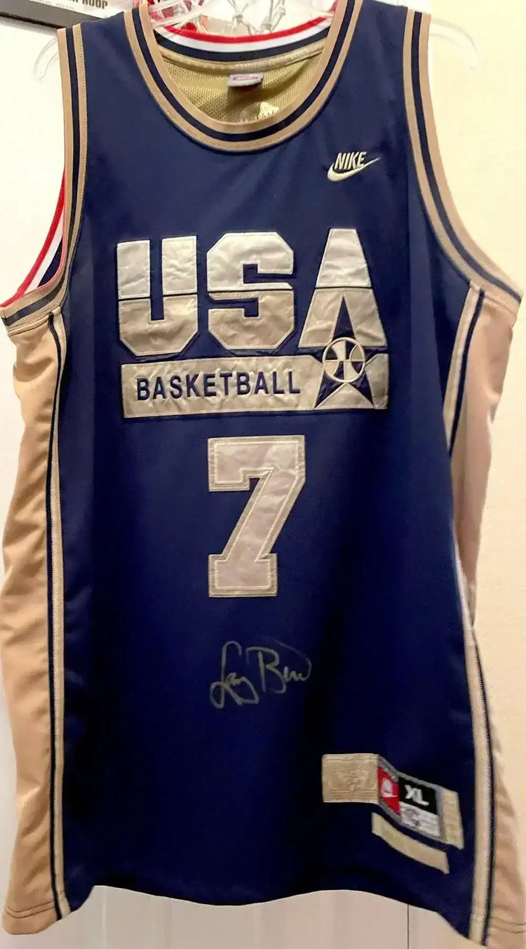 Larry Bird signed 1992 USA Dream Team Gold Medal Nike blue jersey Schwartz - AutographsForSale.com