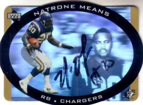 Natrone Means signed SD Chargers 1996 SPx Gold Hologram card - AutographsForSale.com