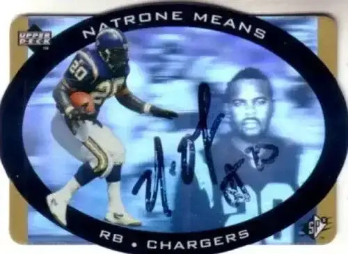 Natrone Means signed SD Chargers 1996 SPx Gold Hologram card - AutographsForSale.com
