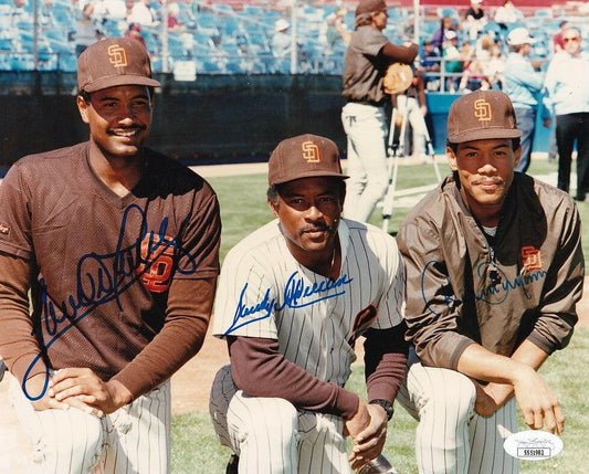 Roberto Alomar Sandy Alomar Jr. Sandy Alomar Sr. autographed 1989 San Diego Padres 8x10 photo JSA - AutographsForSale.com