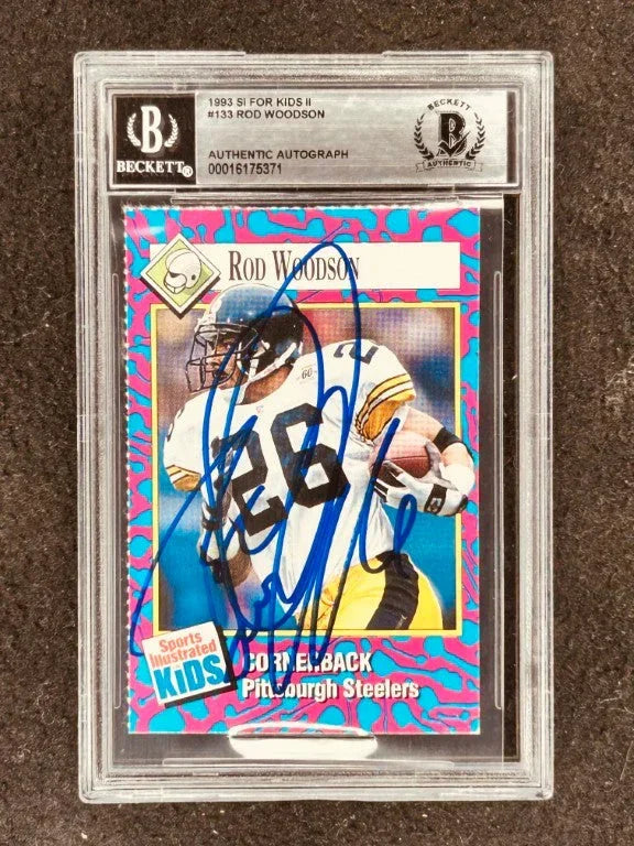 Rod Woodson signed Steelers 1993 SI for Kids card BAS certified - AutographsForSale.com