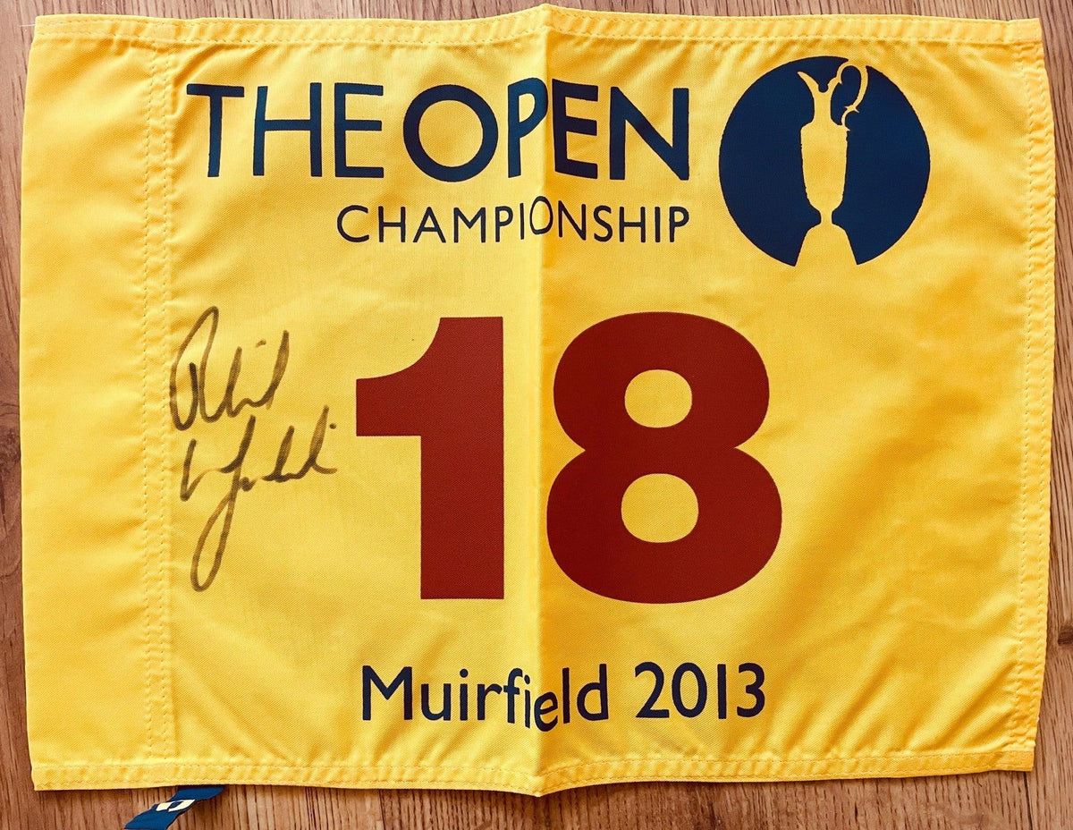 Phil Mickelson signed 2013 British Open golf pin Flag JSA - AutographsForSale.com