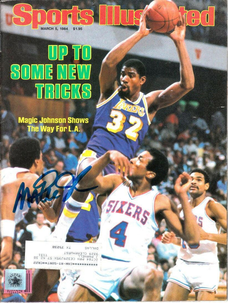 Magic Johnson autographed Los Angeles Lakers 1984 Sports Illustrated Superstar Greetings - AutographsForSale.com