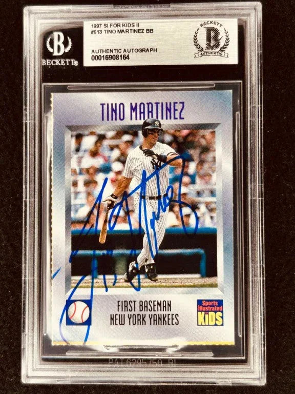 Tino Martinez signed NY Yankees 1997 SI for Kids card BAS certified - AutographsForSale.com