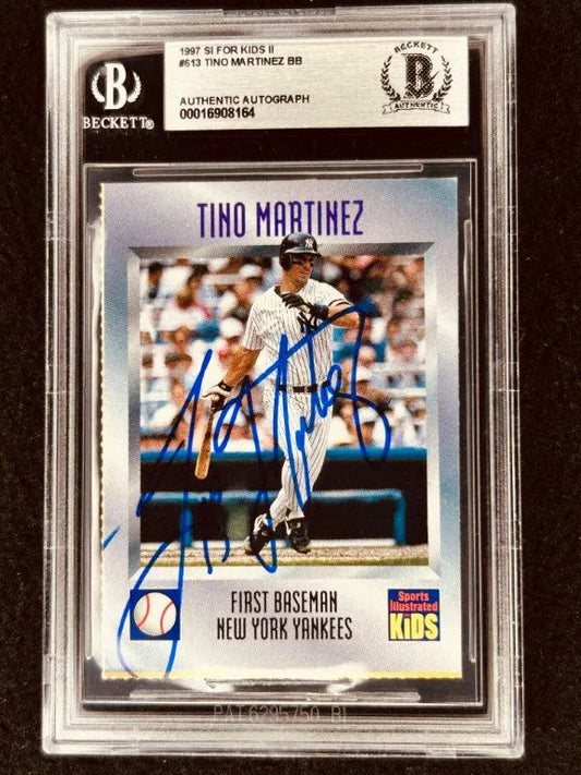 Tino Martinez signed NY Yankees 1997 SI for Kids card BAS certified - AutographsForSale.com