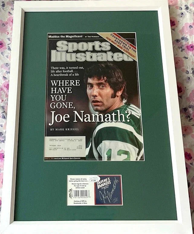 Joe Namath autograph framed NY Jets Sports Illustrated cover JSA - AutographsForSale.com
