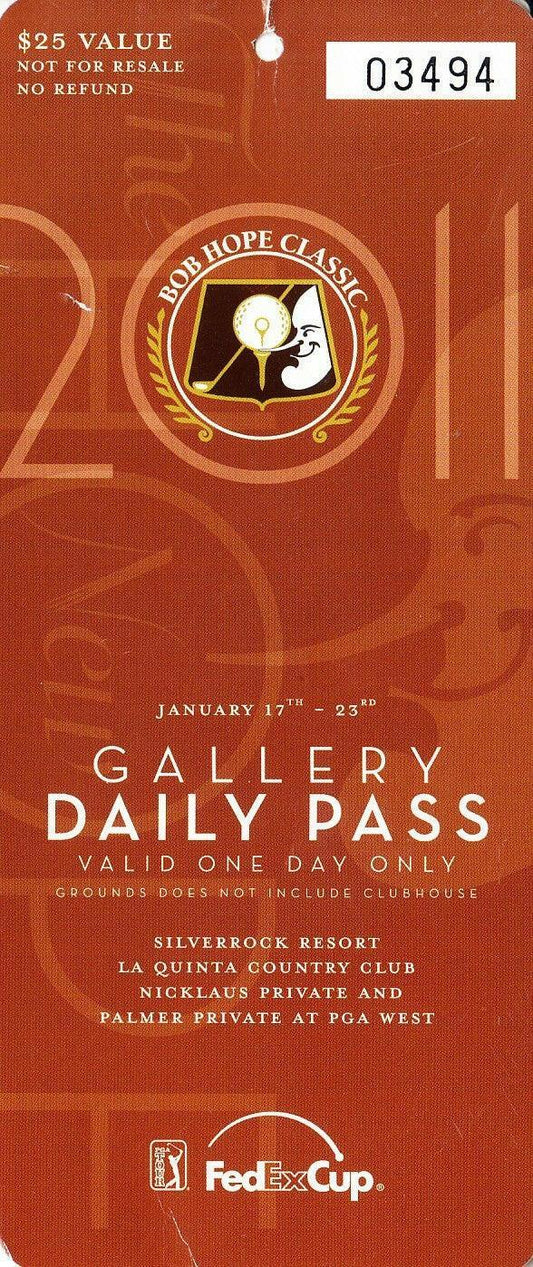 2011 Bob Hope Classic golf ticket Jhonattan Vegas 1st PGA Tour Win - AutographsForSale.com