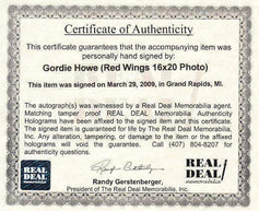 Gordie Howe autographed Detroit Red Wings 16x20 poster size photo inscribed Mr. Hockey framed (Real Deal) - AutographsForSale.com