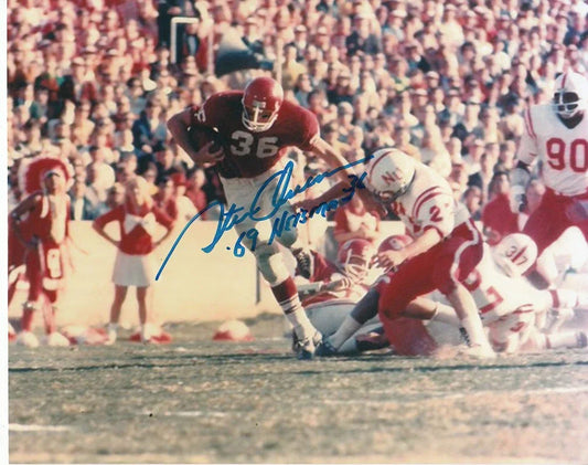 Steve Owens signed Oklahoma Sooners 8x10 photo with '69 Heisman - AutographsForSale.com