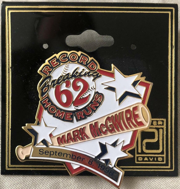 Mark McGwire Record Breaking HR #62 Gold Peter David Pin - AutographsForSale.com