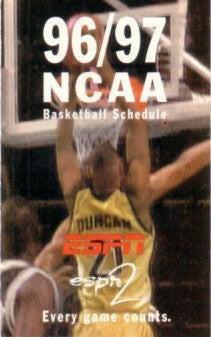 Tim Duncan Wake Forest Demon Deacons 1996-97 ESPN NCAA basketball pocket schedule - AutographsForSale.com