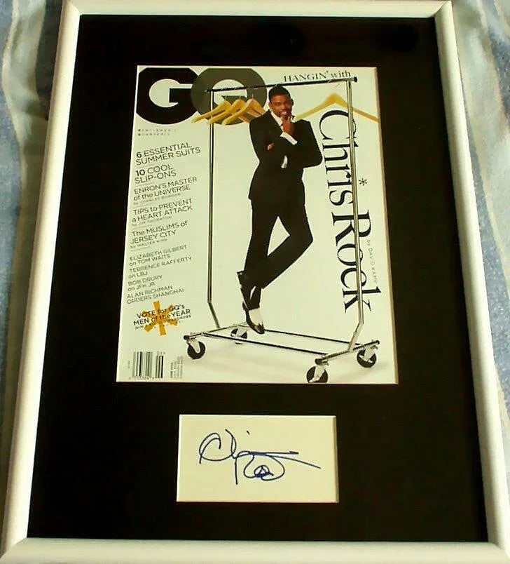 Chris Rock autograph framed 2002 GQ cover JSA - AutographsForSale.com