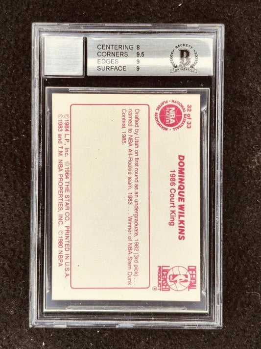 Dominique Wilkins signed Atlanta Hawks 1986 Star Court Kings card BGS 8.5 BAS - AutographsForSale.com