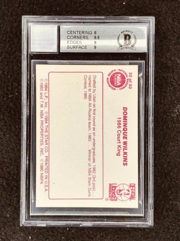 Dominique Wilkins signed Atlanta Hawks 1986 Star Court Kings card BGS 8.5 BAS - AutographsForSale.com