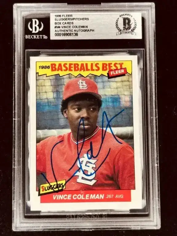 Vince Coleman signed St Louis Cardinals 1986 Fleer Sluggers vs Pitchers RC BAS certified - AutographsForSale.com